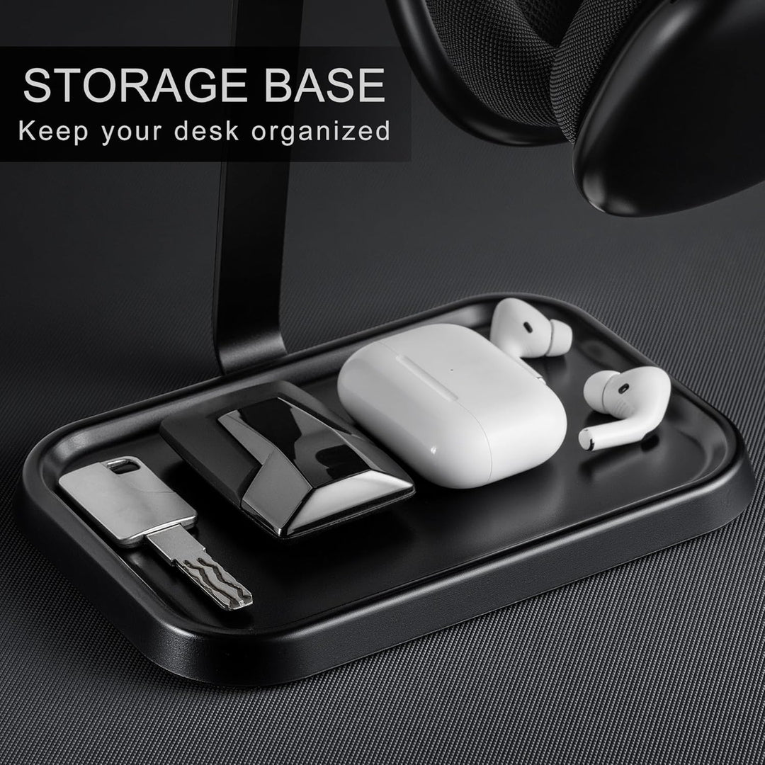Doppel Kopfhörer Ständer, Stabiler Doppel Headset Halterung mit Ablagefach, Schwere Basis Gaming Kop