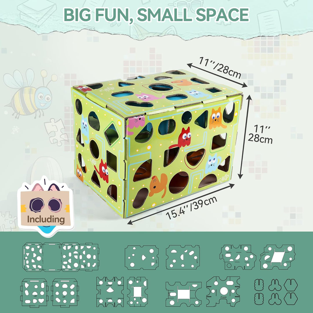 ALL FOR PAWS Katzen-Futter-Spielzeug, Interaktive Leckerli-Spielbox für Katzen, Futterlabyrinth-Box