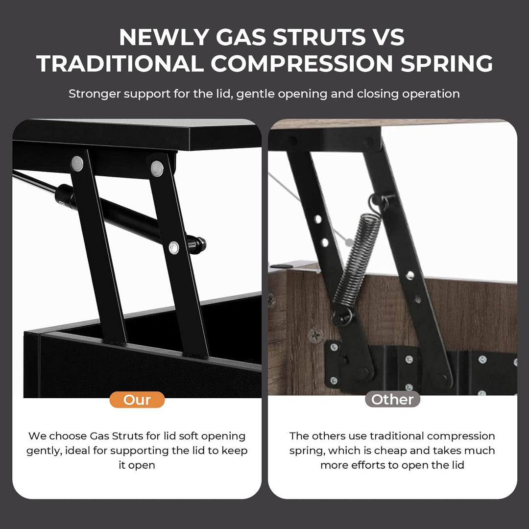 VOWNER Couchtisch Höhenverstellbar Ausziehbarer Kaffeetisch, Wohnzimmertisch, Stabiler Lift-Top-Tisc