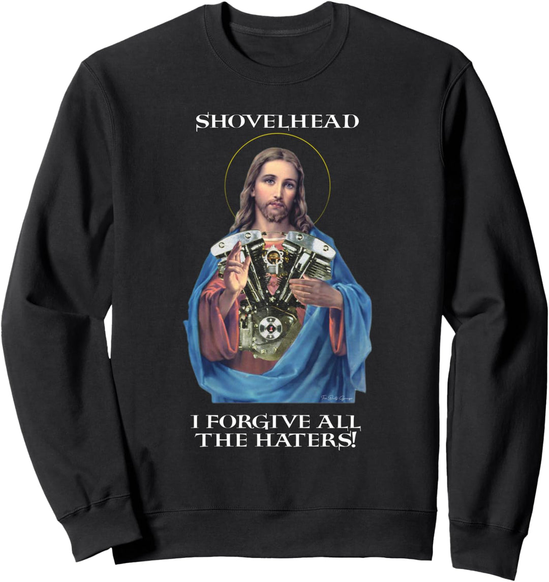 Retro Jesus Schaufelkopf I Forgive all the haters Biker Gear Sweatshirt