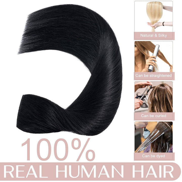 SEGO Extensions Echthaar Clip 1 Tresse Haarverlängerungen Remy 7A ein Teilig Set 5 Klips Haarteil 10