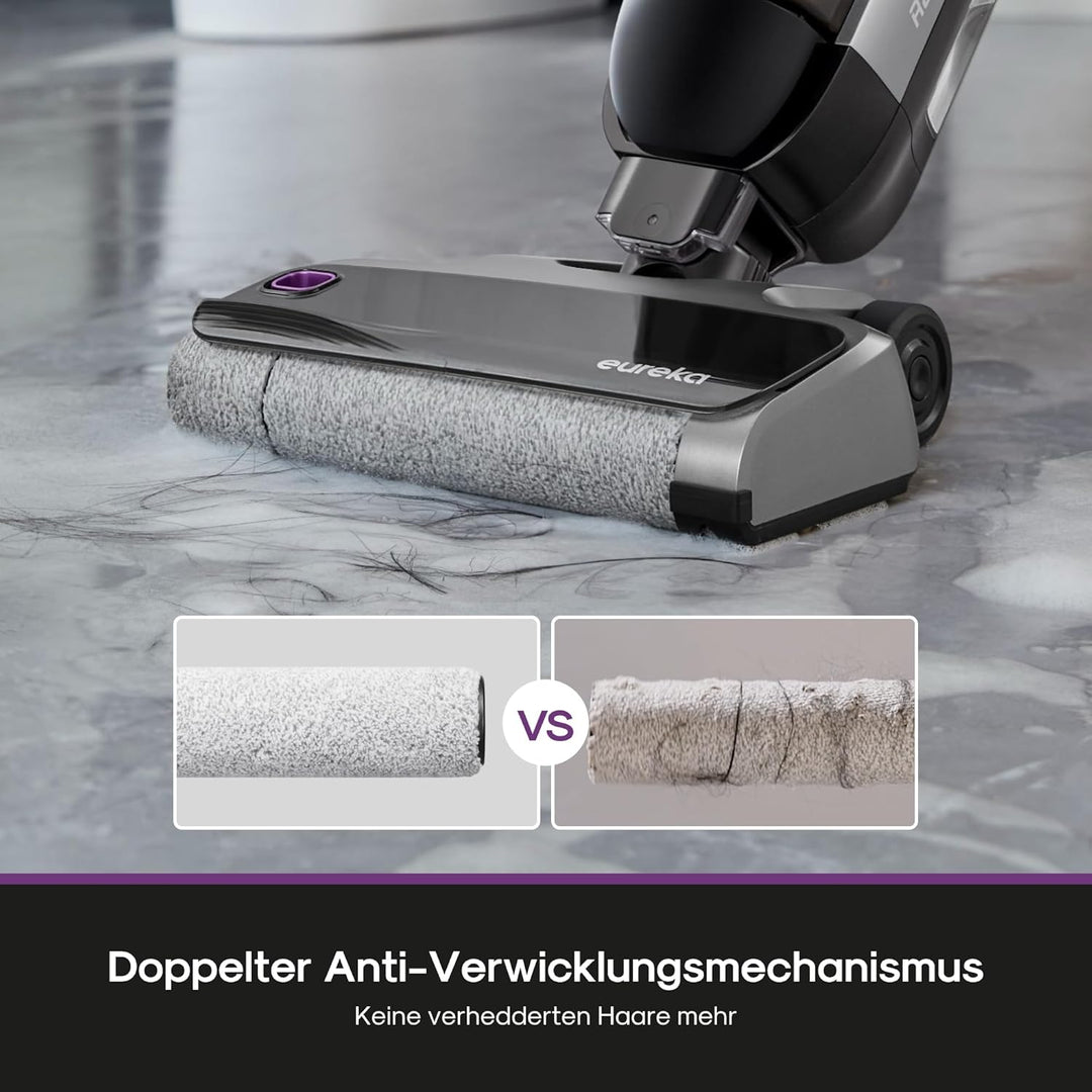 Eureka RapidWash NEW630 Nass Trockensauger Kabelloser Staubsauger mit 170° Neigung,50°C Heisslufttro