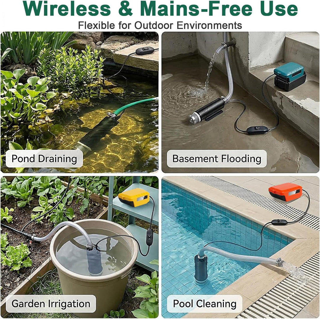 Tragbare Wasserpumpe für Milwaukee M18 18V Akku, 30 L/min, 4,2 m Kabel, Förderhöhe bis 16 FT (4,9 m)