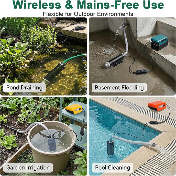 Tragbare Wasserpumpe für Milwaukee M18 18V Akku, 30 L/min, 4,2 m Kabel, Förderhöhe bis 16 FT (4,9 m)