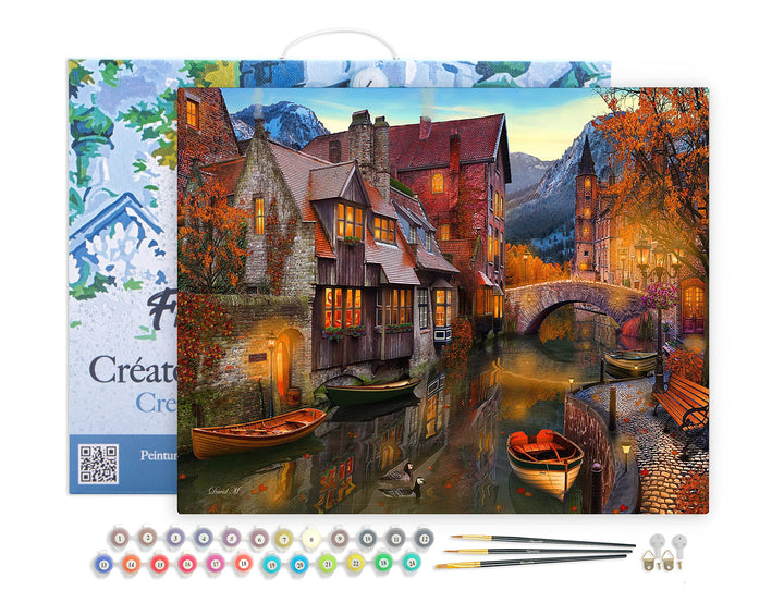 Figured'Art Malen Nach Zahlen Erwachsene Mit Rahmen Kanal im Herbst - Paint by Numbers Basteln DIY B