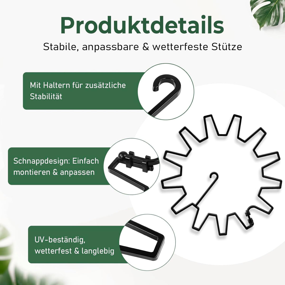 WUQNGI Pflanzenstütze, 10 Stück Staudenhalter Rund, Einstellbare Hortensien Stütze Ø 21,5 cm, Robust