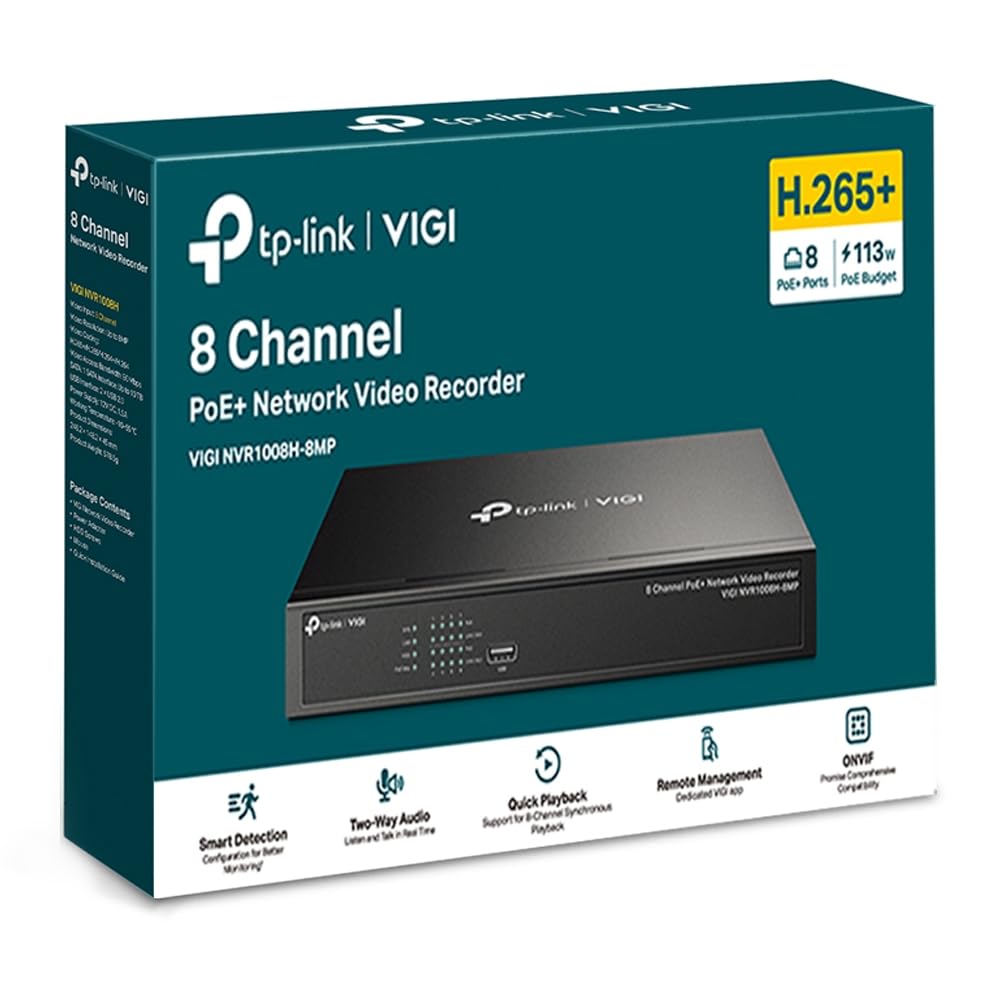 TP-Link VIGI NVR1008H-8MP Netzwerk-Videorekorder (NVR) Schwarz