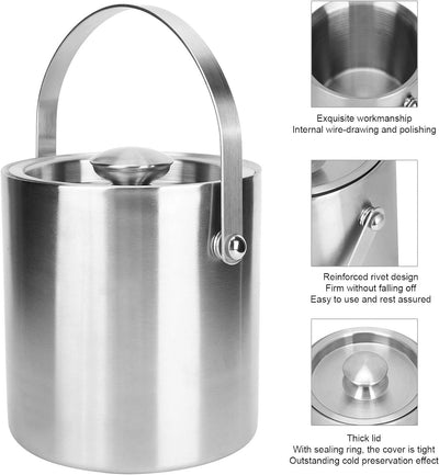 2L Eiskübel Doppelwandiges Eisfass Eisbehälter mit hoher Kapazität Isolierter Champagnerkübel Eiswür