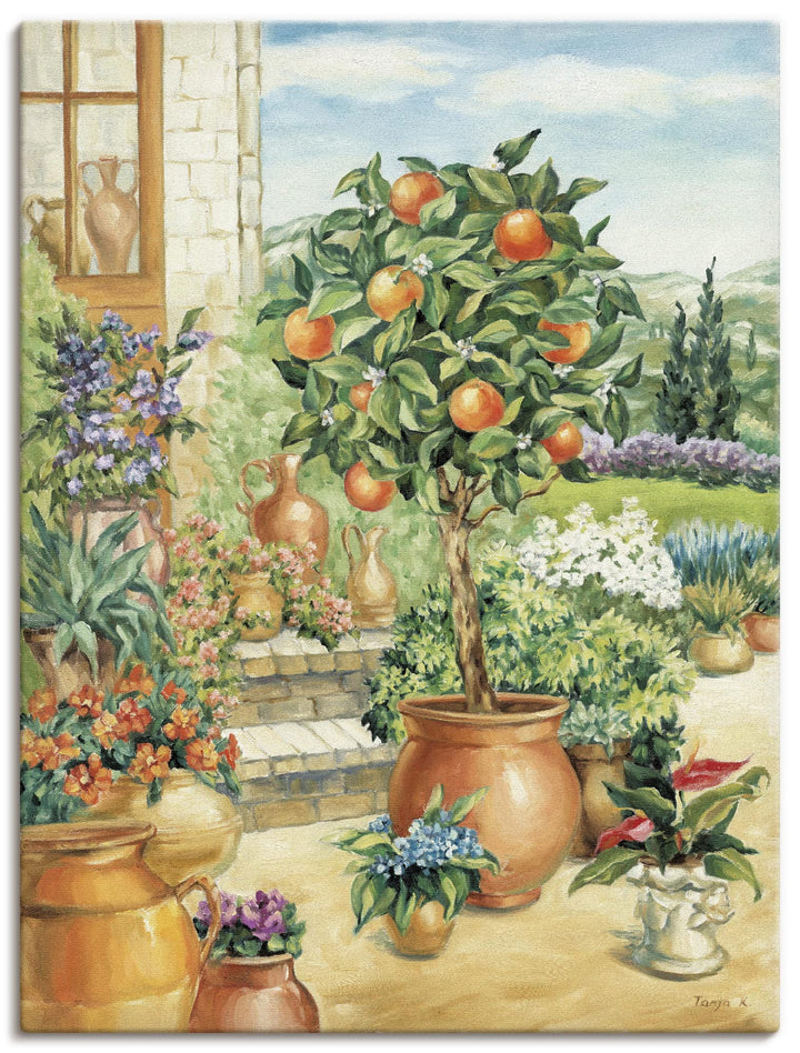Artland Leinwandbild Wandbild Bild auf Leinwand 60 x 80 cm Landschaften Garten Malerei Grün A6YA Ora