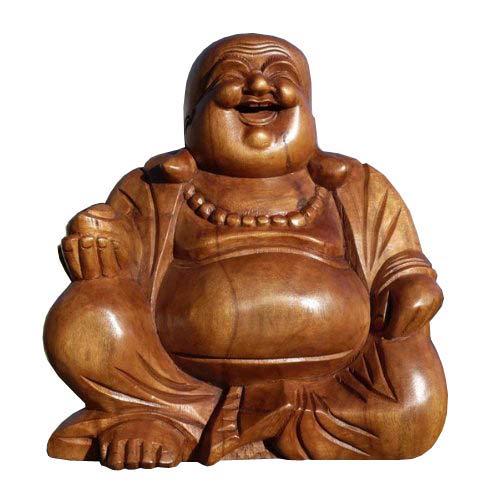 Wogeka Super schöner lachender 30 cm Buddha Happy Holz Handarbeit Budda FENG Shui Bali Buda BH30