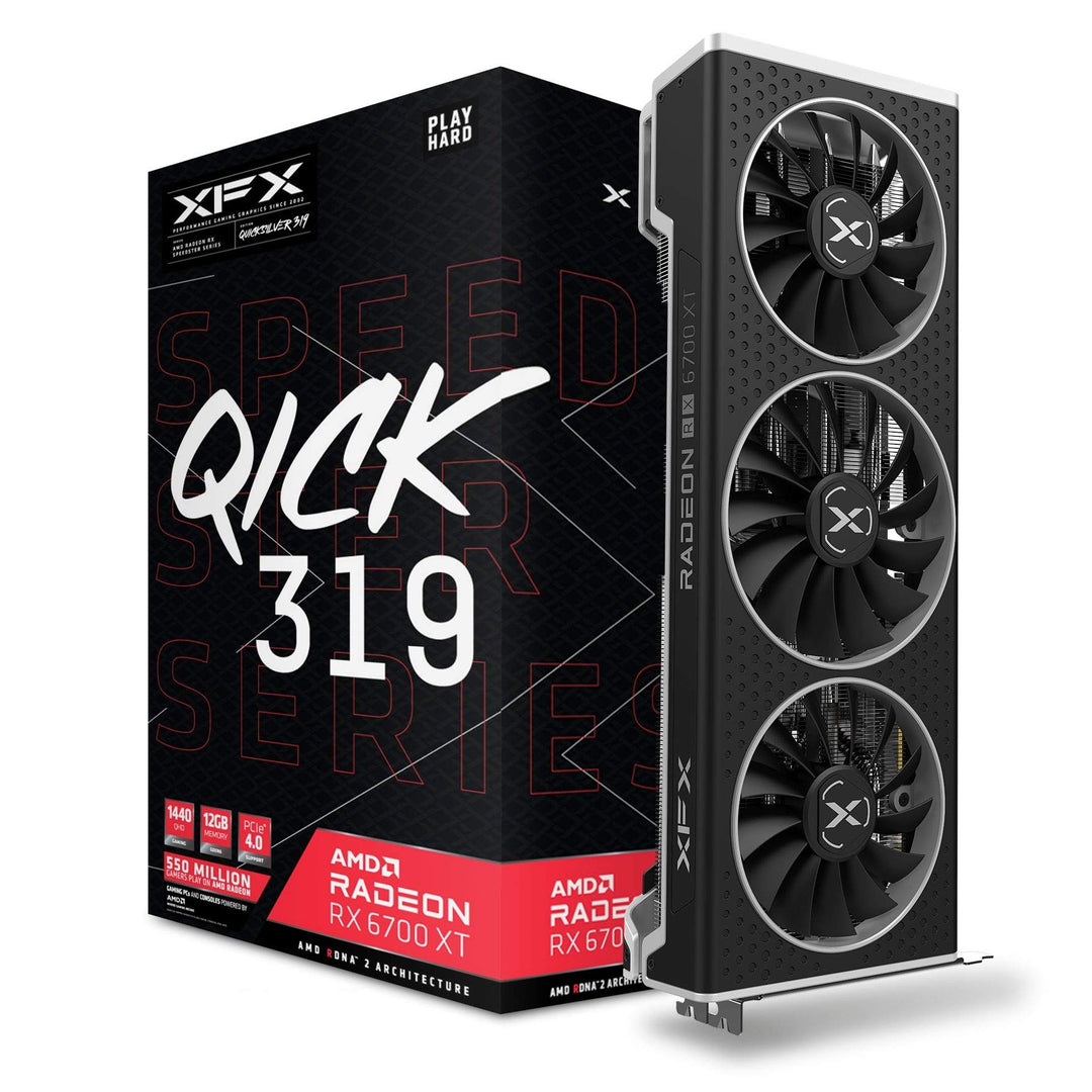 XFX Speedster QICK319 AMD Radeon RX 6700 XT Ultra Gaming Grafikkarte mit 12GB GDDR6 HDMI 3xDP, AMD R