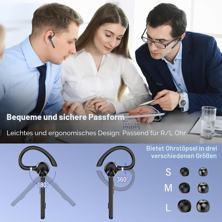 Bluetooth Headset V5.3, Wireless Freisprech Telefon mit CVC 8.0/ENC Dual Mic, APTX, Mute Zwei-Geräte
