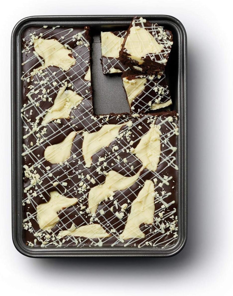 MasterClass Brownie Form Master Class 27x20x3cm, Kohlenstoffstahl, Grau, 27 x 20 x 3,5 cm 27 x 20 x