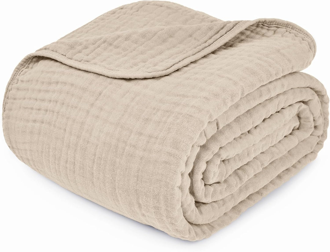 Musselin-Decke für Erwachsene, extra gross, 228,6 x 167,6 cm, 6-lagig, kühlende Baumwolle, weich, at