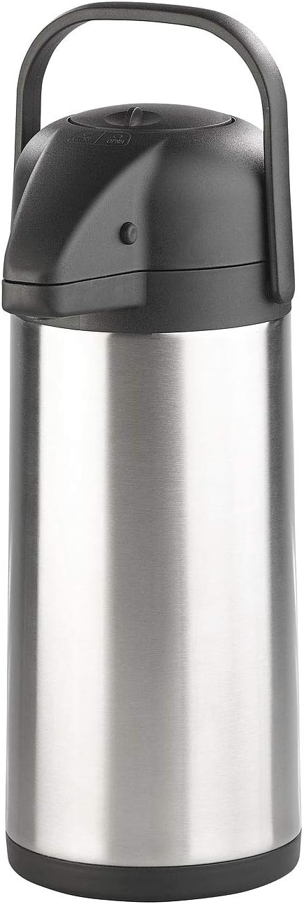 Rosenstein & Söhne Pump Isolierkanne: 2er-Set doppelwandige Vakuum-Isolierkannen mit Pumpsystem, je