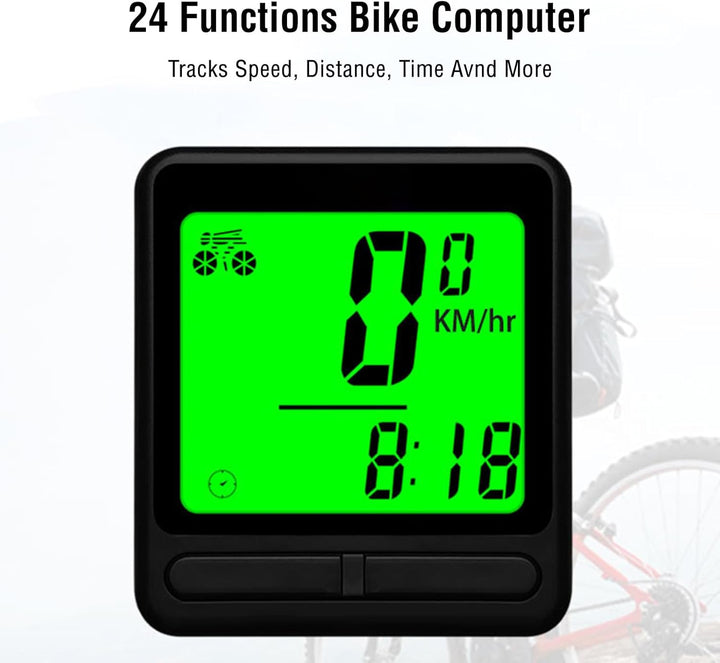BuyWeek Fahrradcomputer, 24 Funktionen Fahrrad Tacho Auto Schlaf Aufwachen Hintergrundbeleuchtung Re