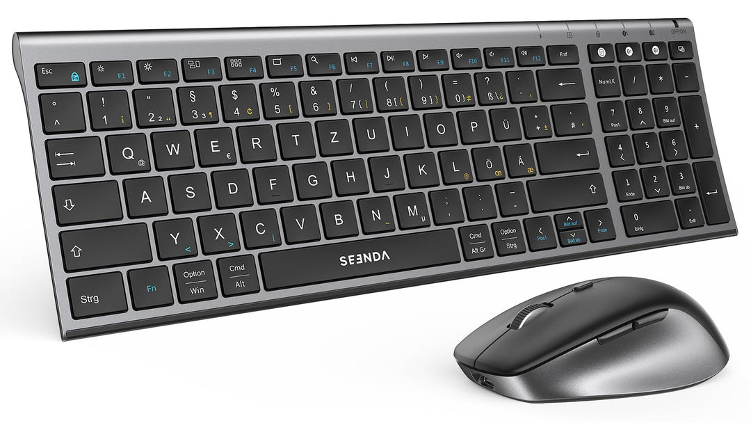 Bluetooth Tastatur mit Maus, SEENDA COE401 Kabelloses Tastatur Maus Set für Windows/Mac/iPad/Android