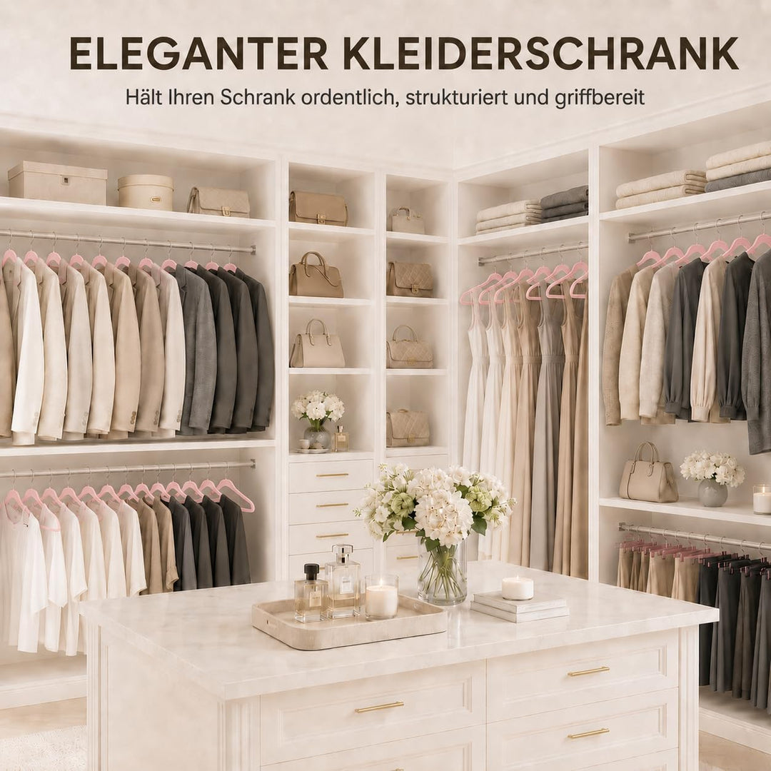 HOUSE DAY Kleiderbügel Samt 40 Stück Rosa | Kleiderbügel Platzsparend Filz Bügel, 360° Drehbarer Hak