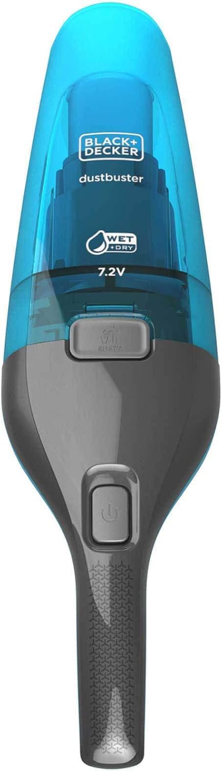 Black+Decker 2-in-1 Nass/Trocken-Handsauger (7.2V, Gummilippe für Nassreinigung aufsteckbar, transpa