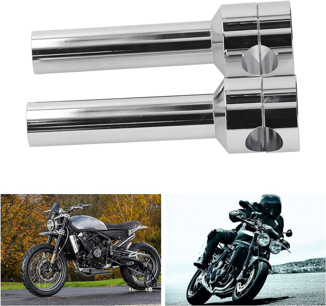 1 Paar Motorrad Lenker Riser 22mm Runde Lenkererhöhungen Universal Chrom Aluminiumlegierung Aufzug L