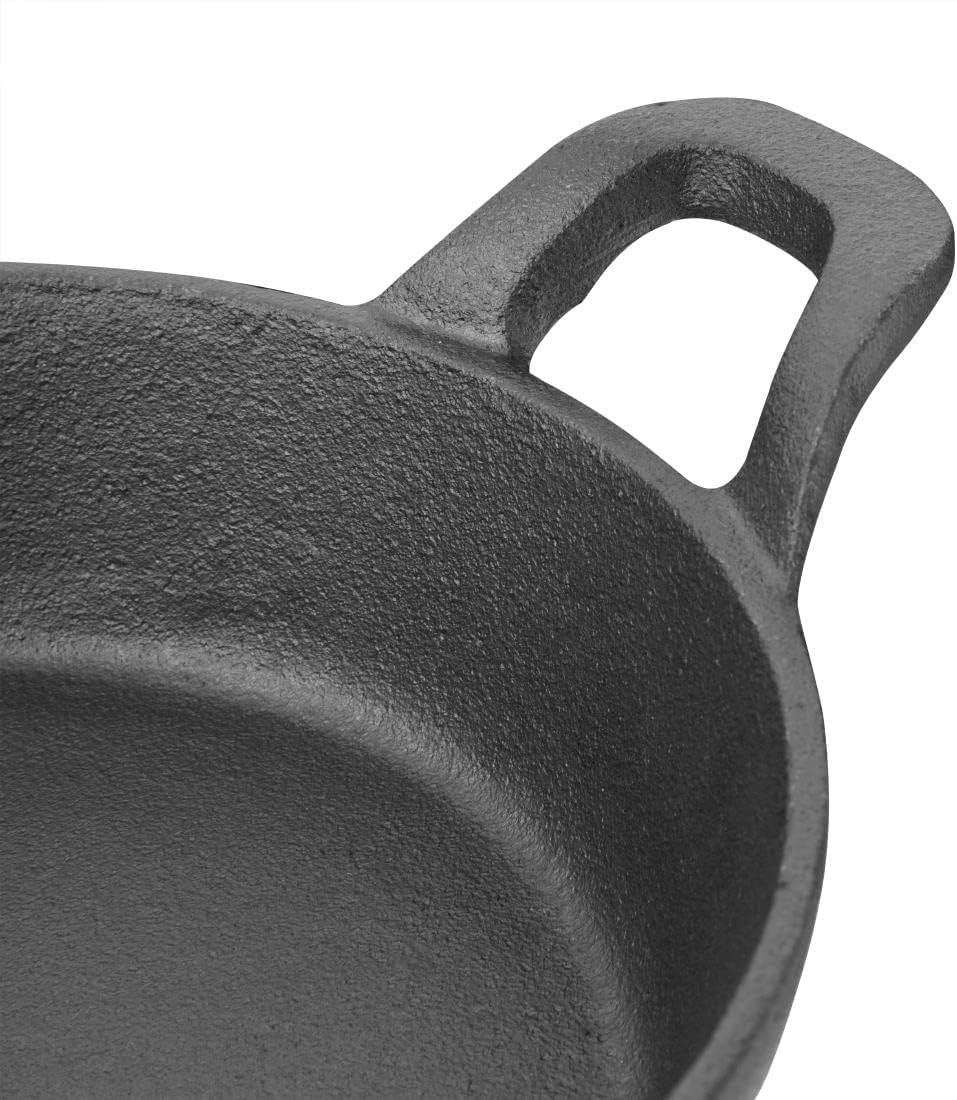 Olympia Runde Gusseisen-Ohrform, 760 ml/Grösse: 18 (Durchmesser) cm, glänzend schwarz, Induktionskom