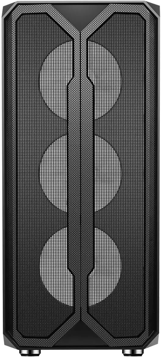 GAMEPOWER Aura Gaming PC-Gehäuse – ATX-Desktop-Case mit gehärtetem Glas, 4X 120mm Lüfter (ohne RGB),