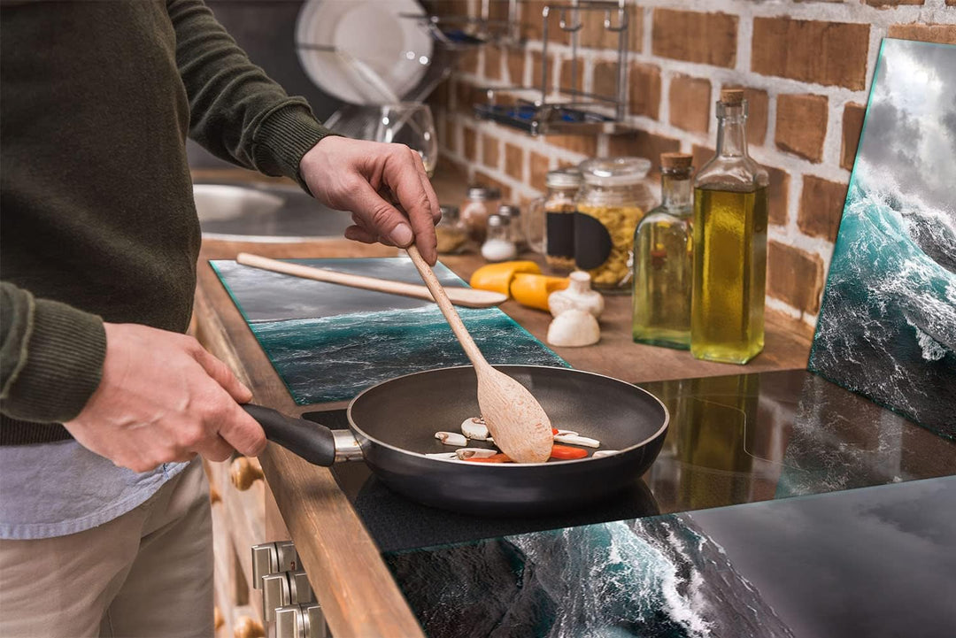 TMK | Herdabdeckplatten ceranfeld 3 Teilig 30x52 cm | Ceranfeldabdeckung Küche Elektroherd Induktion