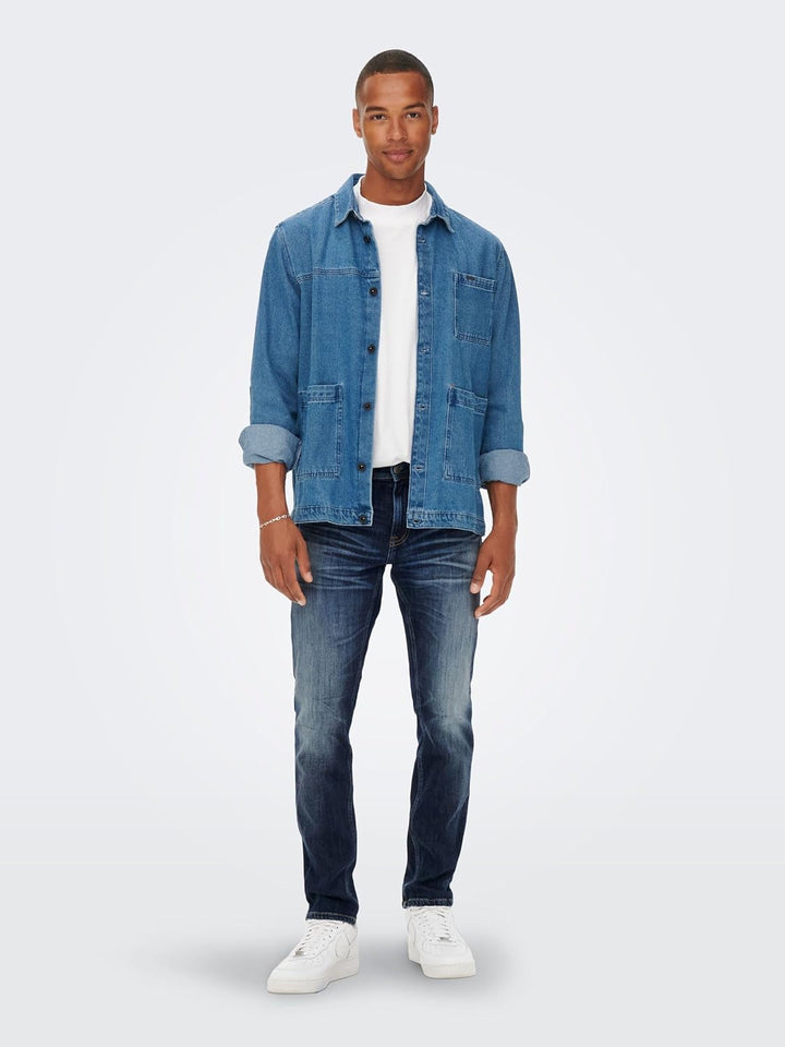 ONLY & SONS Male Normal geschnitten Jeans ONSWEFT REG Blue 3251 Jeans NOOS 28W / 30L Blue Denim, 28W
