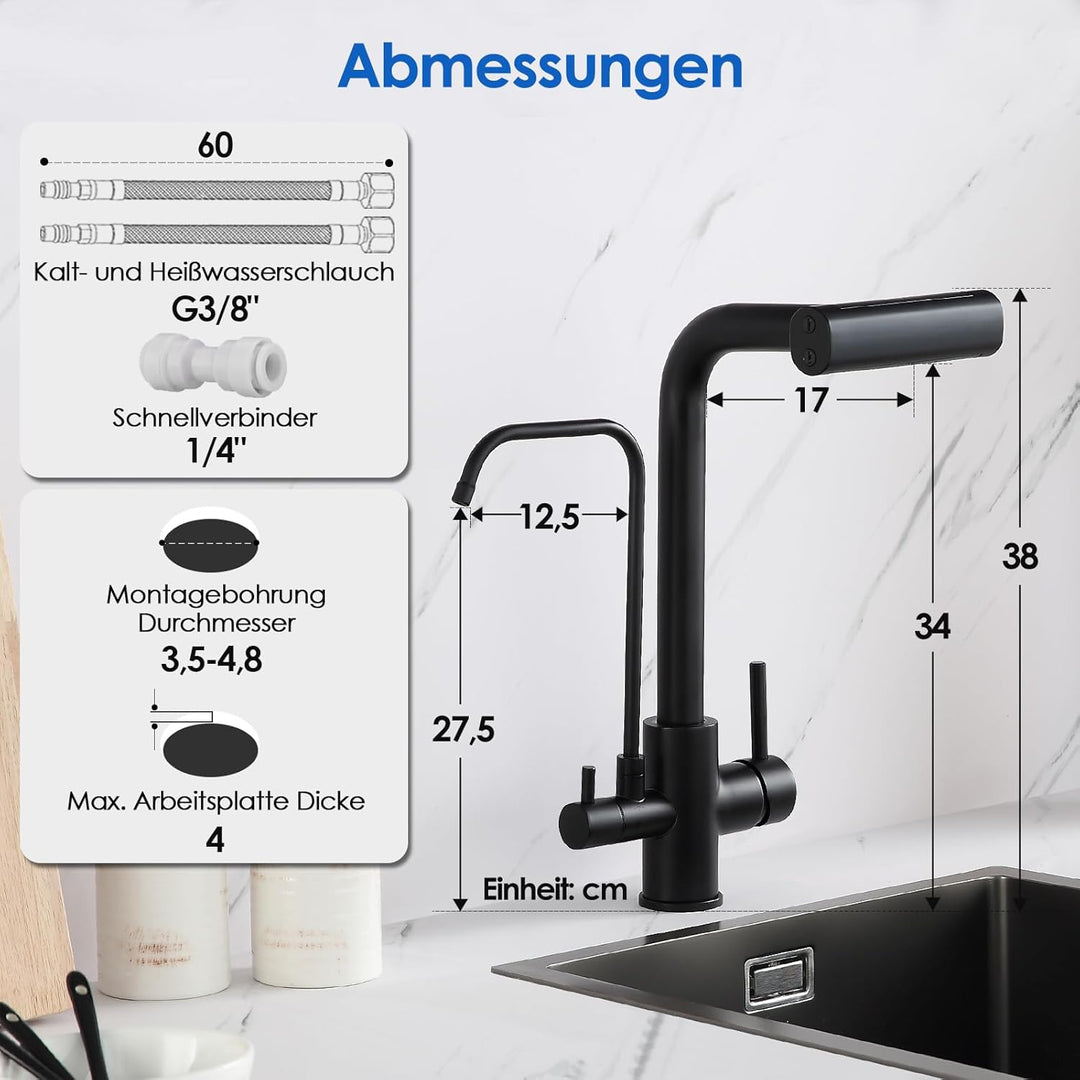 ROVOGO Edelstahl Wasserhahn Küche 3 Wege mit 4 Strahlarten Brause Ausziehbar, Hochdruck Küchenarmatu
