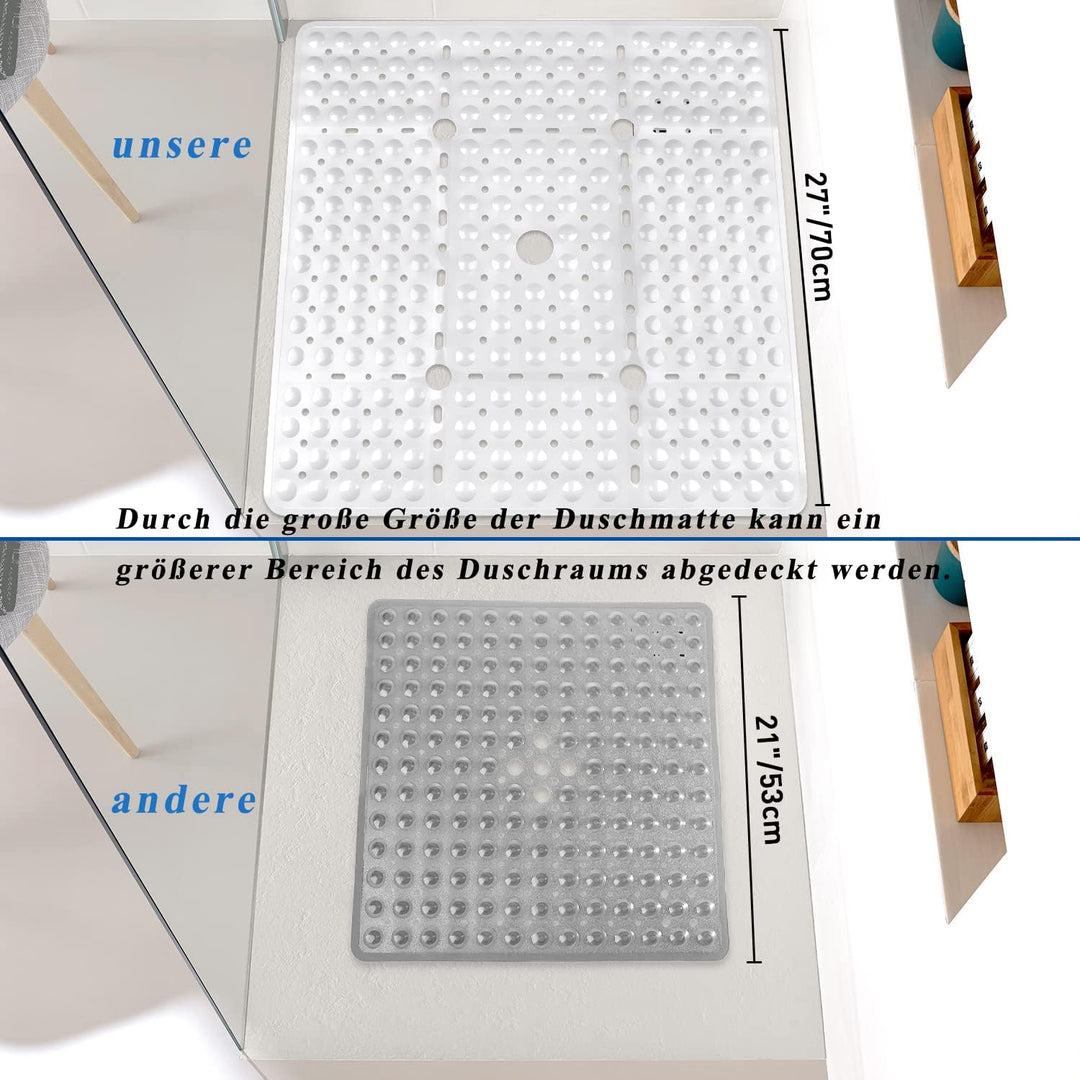 Duschmatte rutschfest 70x70 cm | Antirutschmatte Dusche BPA-frei | Duscheinlage Sicherheits Komfort