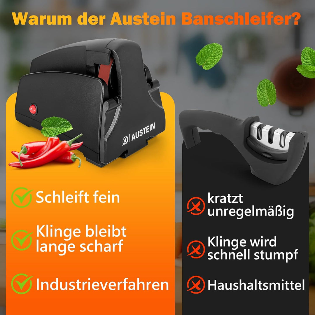 Band Messerschärfer elektrisch TG2002 - Der Profi Messerschleifer für konvexen Meister-Schliff mit 4