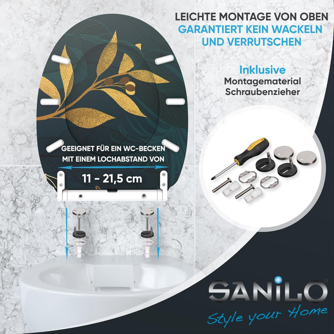 Sanilo WC Sitz mit Absenkautomatik & Schnellverschluss, Toilettendeckel per Knopfdruck abnehmbar, ei