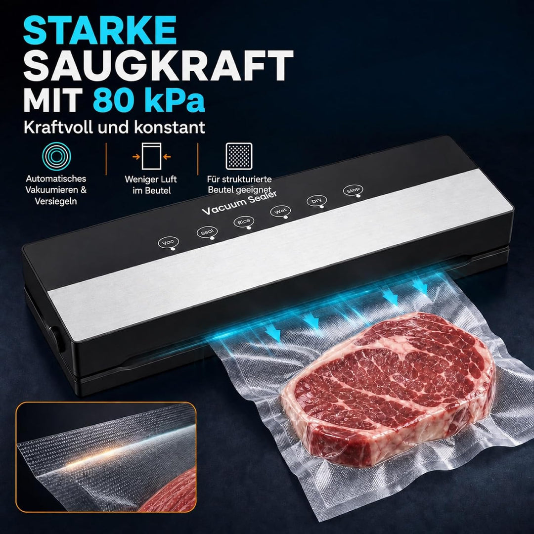 Vakuumiergerät, Vakuumierer 5 in 1 für Sous Vide Kochen und Lebensmittel Bleiben bis zu 7x Länger Fr