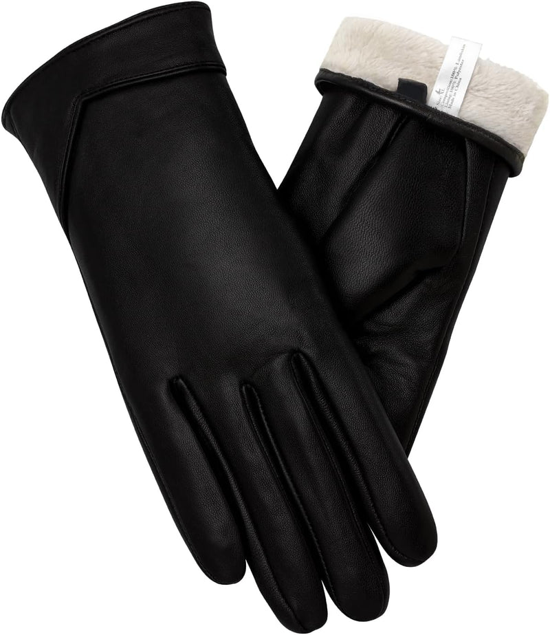 vislivin Touchscreen Handschuhe Damen Winter Lederhandschuhe Warme Leder SMS Handschuhe Glänzend Sch