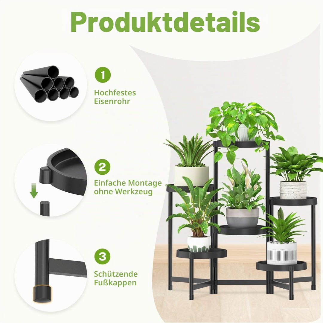 iDavosic.ly Pflanzenständer Metall Kunststoffe mit 6 Ebenen, Blumenständer Plant Stand Indoor Outdoo