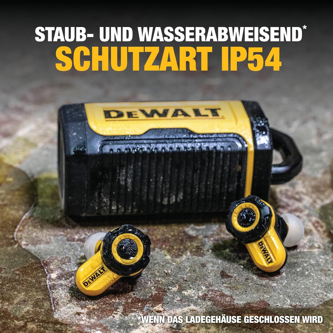 DEWALT Jobsite Pro X2 True Wireless Earbuds – Bluetooth 5.3 Kopfhörer mit Active Noise Cancelling, I