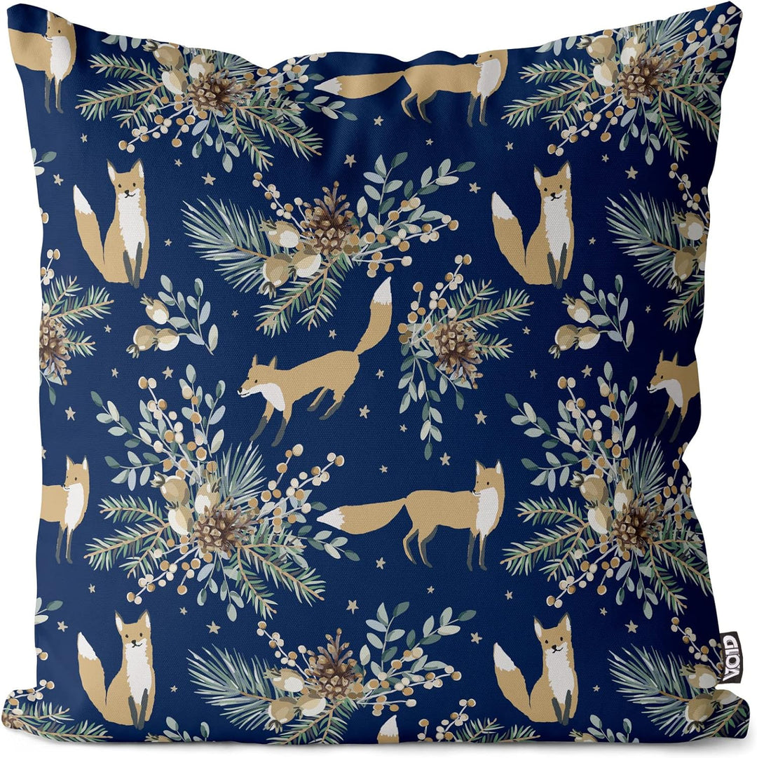VOID Winter Fuchs blau Kissenbezug Kissenhülle Sofakissen Kissen Deko Weihnachten Winter Weihnachtsd