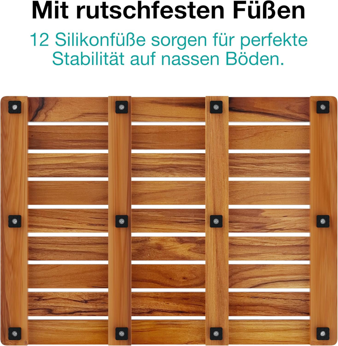 Hovea - Badematte aus Teakholz 61 x 45 cm - Duschmatte Holz - Euchtigkeitsbeständig, Schimmelresiste