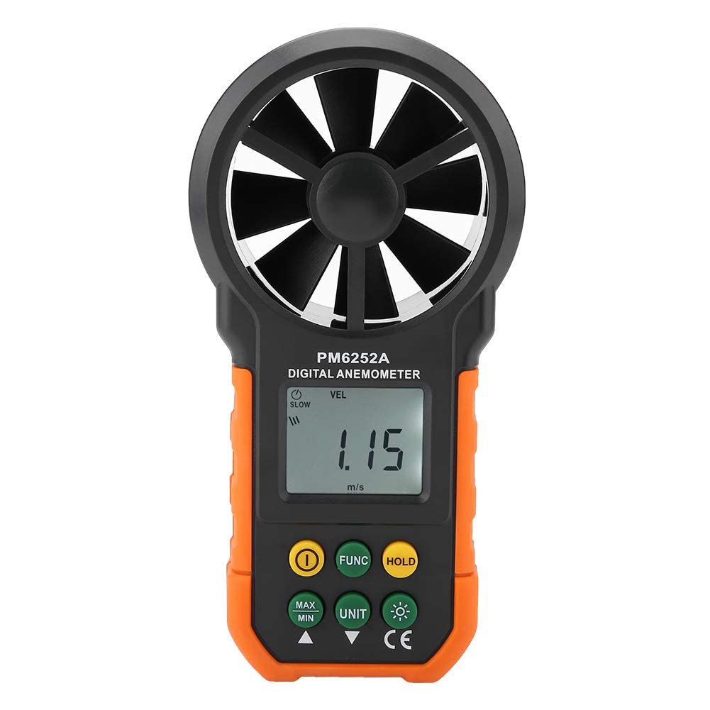 Windmesser Handanemometer PM6252A Profi Tragbares Digitales Windmessgerät mit LCD-Display und Hinter