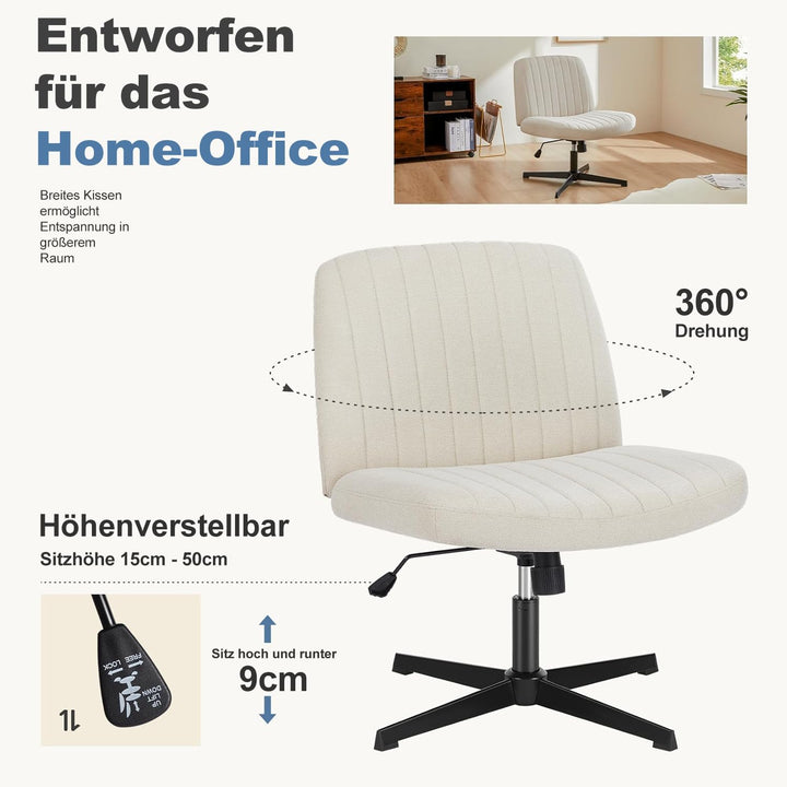 DUMOS Bürostuhl Ohne Armlehne, Atmungsaktives und Bequemes Netzgewebe Schneidersitz Stuhl, mit Verbr
