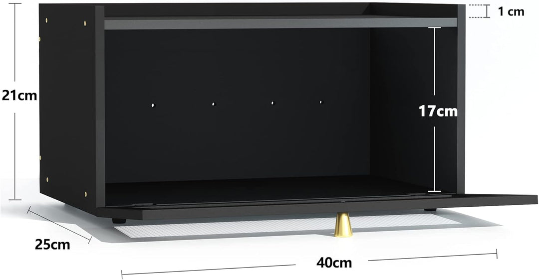 Bambus Brotkasten schwarz Holz Brotkästen - Brotbox zur Brotaufbewahrung Stylischer Bread Box 40 x 2
