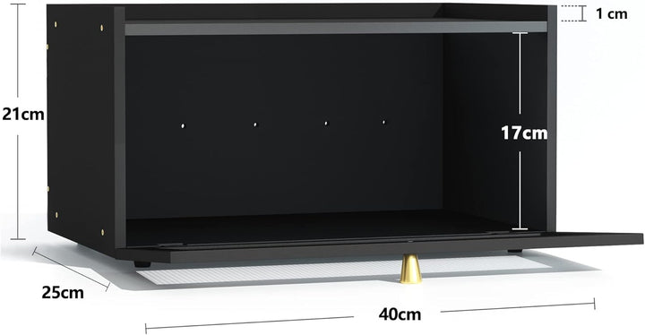 Bambus Brotkasten schwarz Holz Brotkästen - Brotbox zur Brotaufbewahrung Stylischer Bread Box 40 x 2