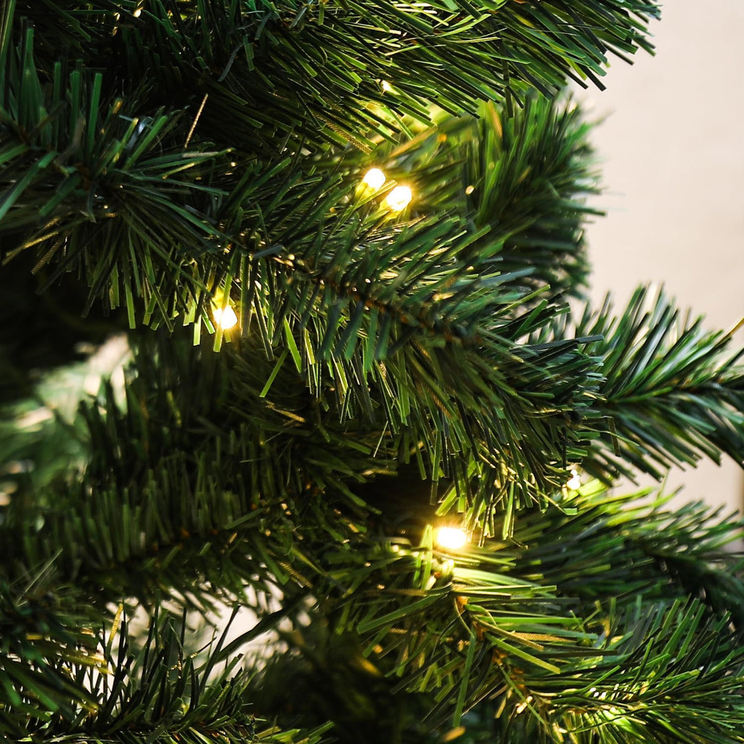 Künstlicher Weihnachtsbaum mit Beleuchtung, 210cm LED Tannenbaum mit Metallständer 400 Warmweissen L