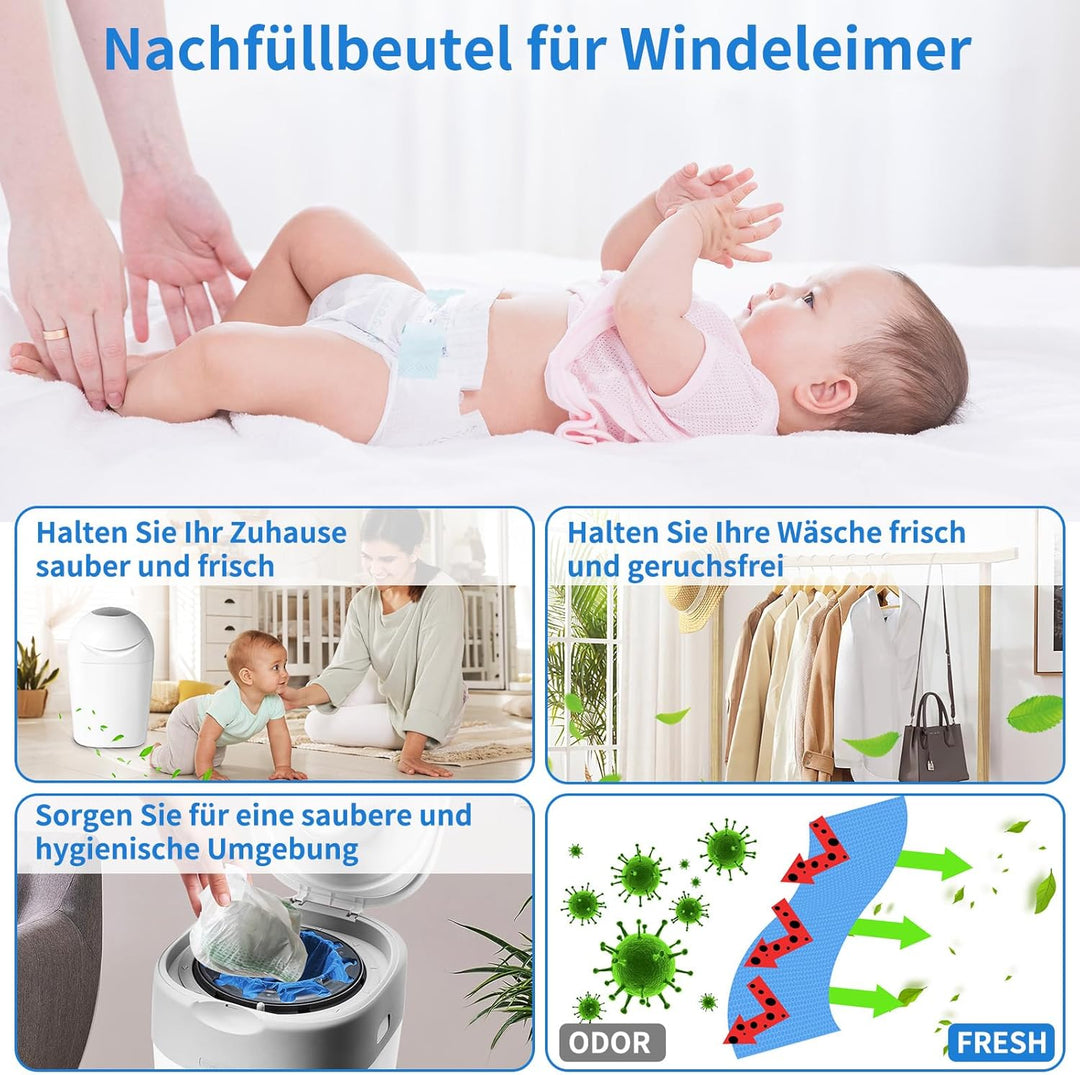 12 Stück Windeleimer Nachfüllkassetten,Nachfüllbeutel, Geruchsdichte Eingedickte, Hervorragende Abdi