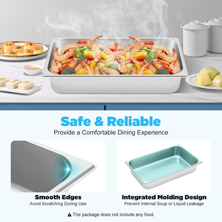4 Stück Deep Gastronormbehälter Edelstahl Lebensmittelschalen,Behälter Wärmebehälter Chafing Dish Wä