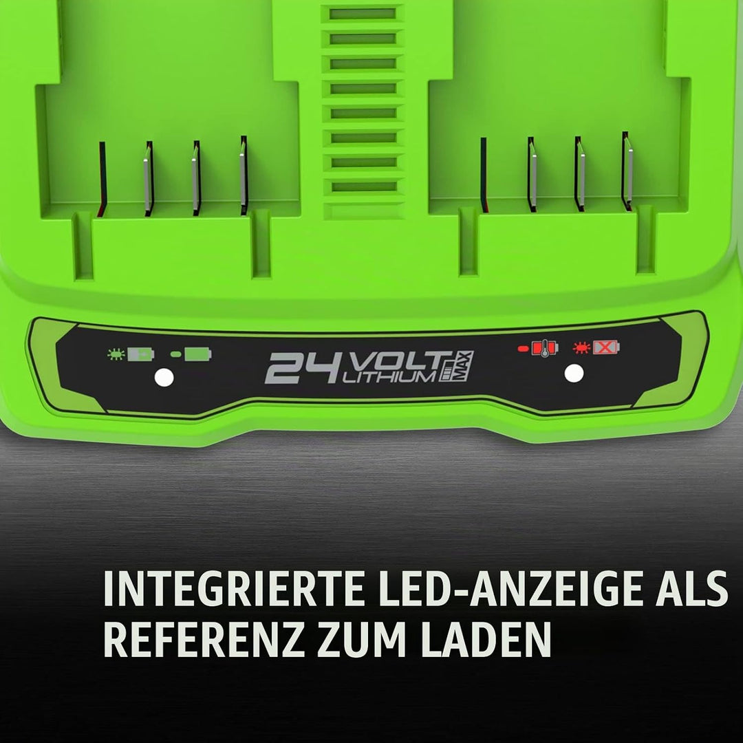 Greenworks Tools Doppelsteckplatz-Akku-Universalladegerät G24X2UC2 (Li-Ion 24 V 48W Output passend f