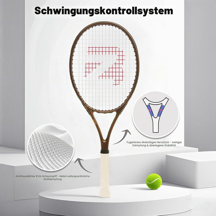 BatZoom Tennisschläger für Anfänger und Erwachsene, Leichter Graphitschläger mit komfortablem Griff,