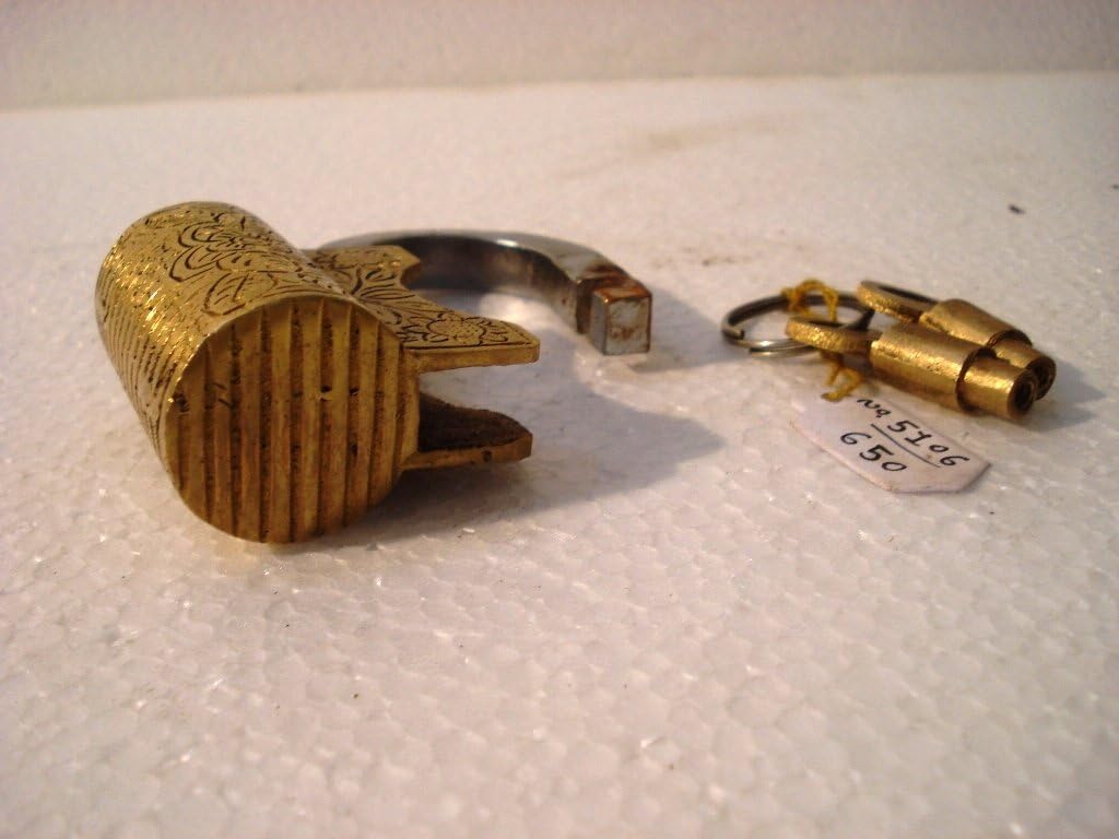 Vorhängeschloss aus Messing – Schloss mit Schlüssel – funktionell – Messing hergestellt – Typ: (Hand