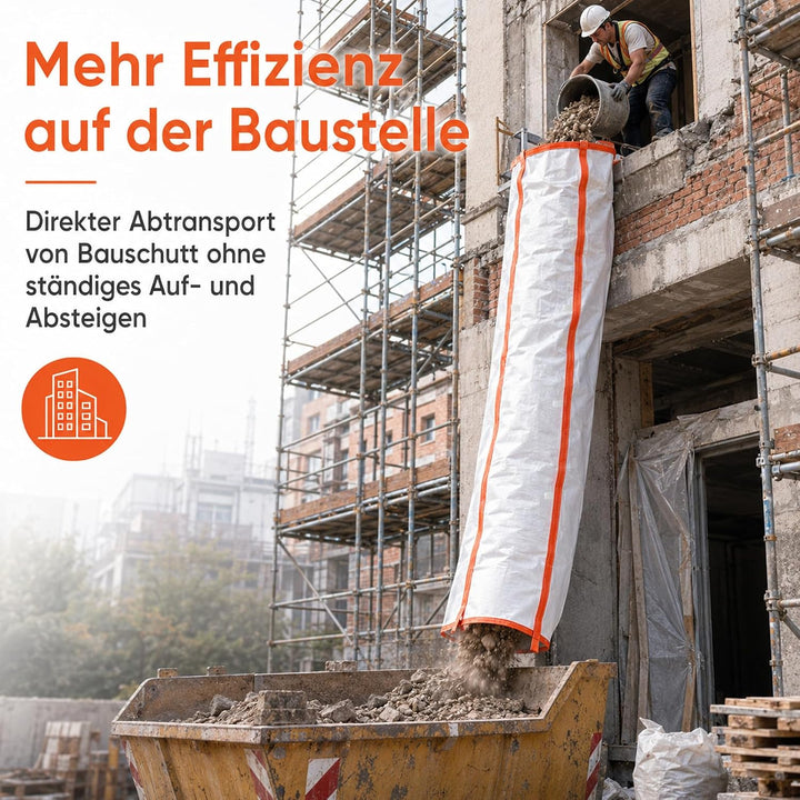 Schuttrutsche 3m – Flexible Bauschuttrutsche aus robustem Material | Einfache Installation für Bau-