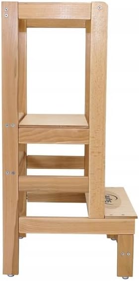 Baby Montessori Lernturm Kleinkind Trittstufe mit Verstellbarer Höhe und Sicherheitsschiene (Modelln